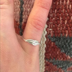 Silver feather ring